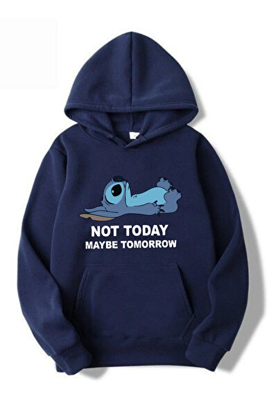 AEMİ سويت شيرت بقلنسوة مطبوع عليه ستيتش للجنسين مصنوع من القطن بنسبة 100%