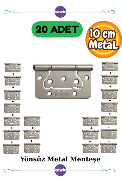 Kawin 20 Pieces Durable 10 cm Door Hinge – Satin Metal Non-Directional Butterfly Hinge Silver Chrome