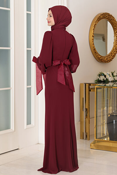 Raika Moda Kol Detaylı Firuze Şifon Tesettür Abiye