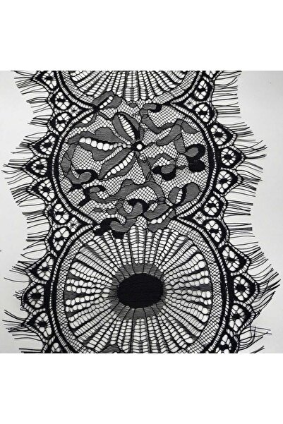 Mutkin SAKALLI DANTEL-KİRPİKLİ SAÇAKLI DANTEL A185 SİYAH RENK 1 ADET 3 MT-18 CM