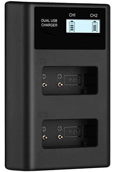 Beston شاحن LCD ذكي بفتحتين لكاميرا Canon LP-E17