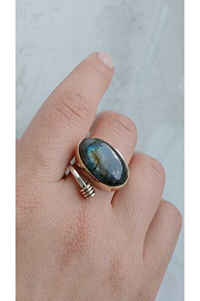 GÜMÜŞ Papila Silver Ayarlanabilir Labradorit Tasarım Yüzük