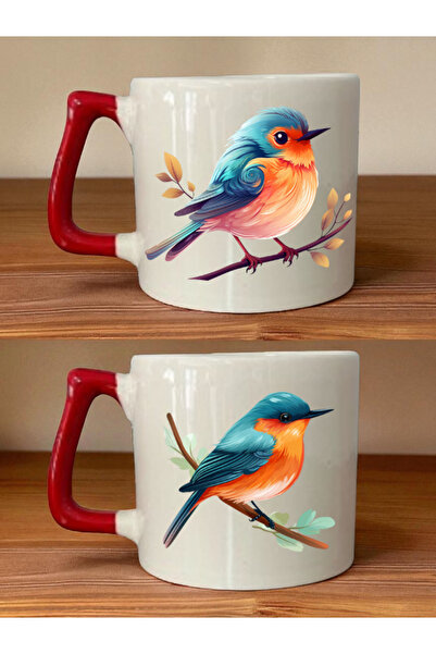 lili hediyelik كوب على شكل طائر لطيف بمقبض أحمر - هدية للرجل، هدايا للحبيب، ه...