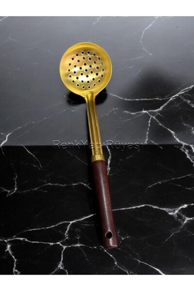 RENK YAPI RÜYASI 35 cm Frying Spoon Stainless Steel Perforated Spoon Luxury Colander Spoon Serving Spoon