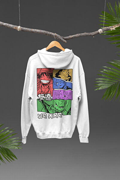 Nulivez هودي كبير الحجم للجنسين بتصميم ون بيس لوفي مطبوع على الظهر عالي الجودة