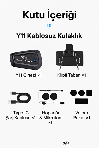 TECHNOMEN Y11 İntercom Kulaklık Bluetooth 5.3 Çift Telefon Bağlantısı Mikrofonlu Motosiklet Kulaklığı