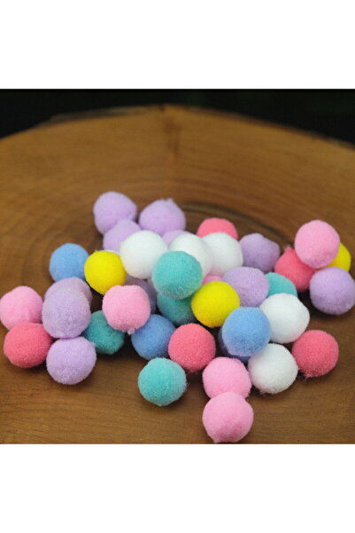 Prestij Boncuk Karışık Renkli Ponpon Peluş Ponpon 2 cm 50 Adet