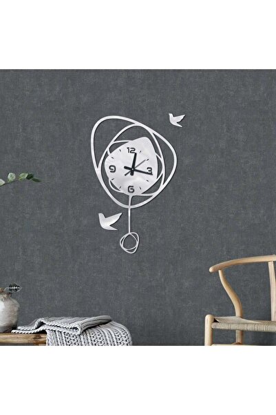 Marktna ساعة جدارية مميزة من الاكريلك الفضي الامع