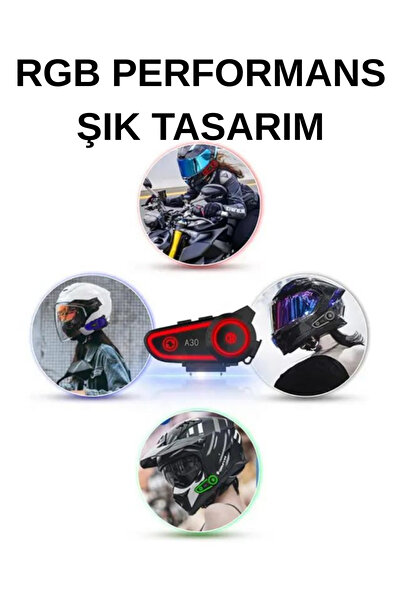 XİRA RGB Universal A30 2x Motosiklet Bluetooth Interkom – İki Cihaz Arası Bağlantı Özellikli