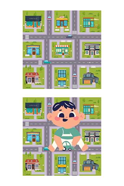 Rabadon Çocuk Oyuncak Araba Yol Parkı - Çocuk Trafik Branda - Oyun Alanı Bran...