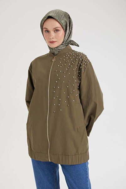 Armine TREND Zippered and Stone Detailed Jacket - 25Kt518