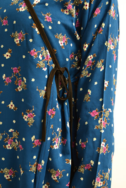 Bilenler Φόρεμα προσευχής με διπλό στήθος με λουλουδάτο σχέδιο – 100% βισκόζη, με πλάγια δέσιμο, μέγεθος 36-46