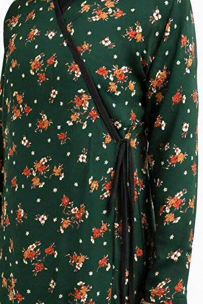 Bilenler Φόρεμα προσευχής με διπλό στήθος με λουλουδάτο σχέδιο – 100% βισκόζη, με πλάγια δέσιμο, μέγεθος 36-46