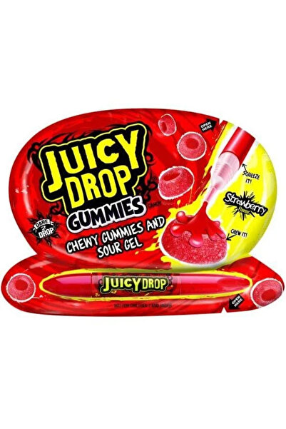 Bazooka Juicy Drop Chewy Gummies and Sour Gel Pen Strawberry - Strawberry flavor 57g