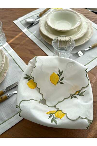 busrasdesign Lemon Embroidered Bread Bowl