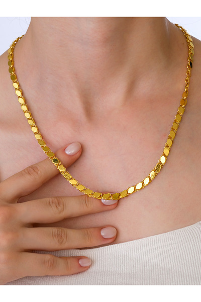 ÇAĞLAYAN KUYUMCULUK 14 Ayar Altın Pullu & Arpa Zincir Kolye Bileklik Takım