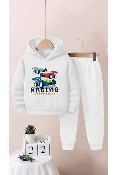 ALİKA Kids Girls/Boys Racing Automobile Printed Bottom Top Tracksuit Set