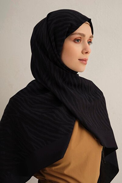 Armine Pamora Shawl - Zebra Patterned 1 - Dark Navy Blue 03