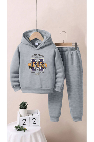 ALİKA Kids Girls/Boys Michigan 1985 Printed Top Bottom Tracksuit Set