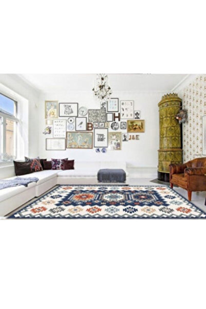 Blusmart Living room rug, rustic blue pattern