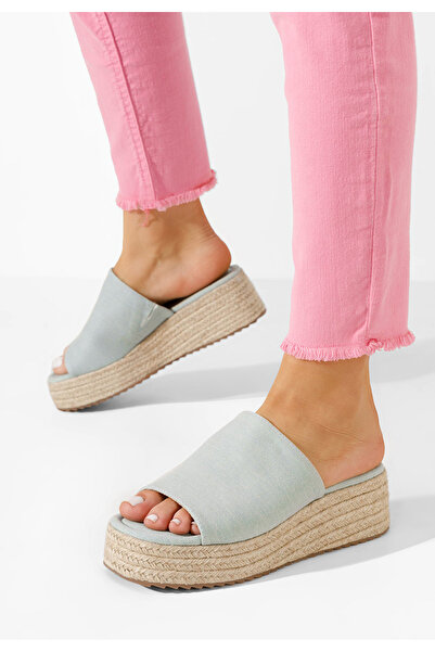 B T Shoes Παντόφλες με πλατφόρμα Sitema Τζιν