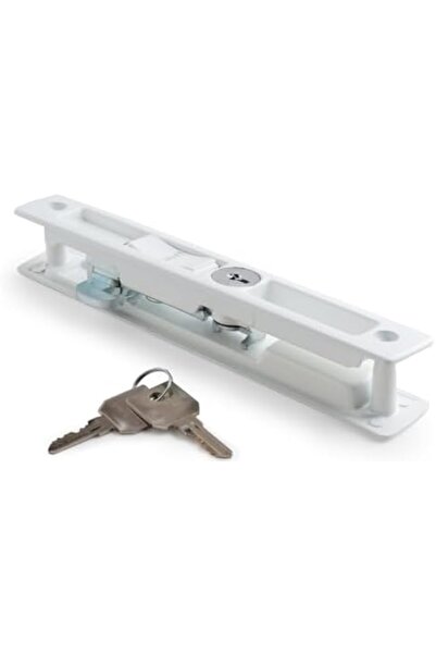 Generic Aluminium Sliding Door Lock with Key, White Finish, Secure and Durable Design, Easy Installation
