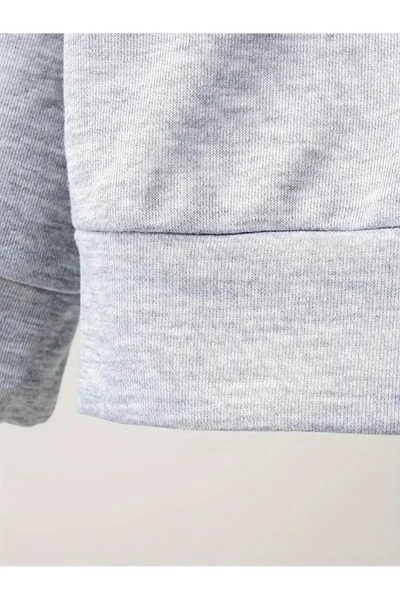 buendiakids Chlapecká šedo-černá souprava teplákových kalhot s kapucí a potiskem siluety fotbalisty