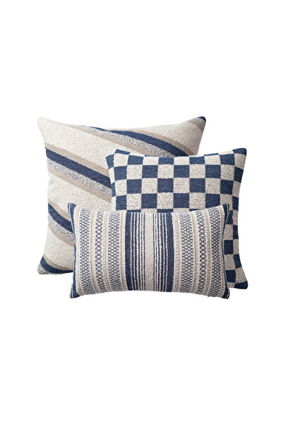Fineroom Living Oblique & Mojo - Διακοσμητικό Μαξιλάρι - Σετ Συνδυασμού 3 τεμαχίων - Μπλε (Περιλαμβάνεται Μαξιλάρι Εσωτερικού Χώρου)