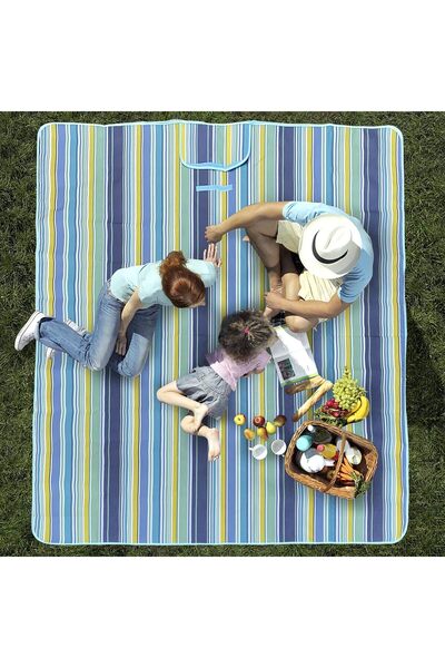 SKY TOUCH بطانية نزهة وشاطئ محمولة مقاومة للماء من SKY-TOUCH، 180×145 سم، باللونين الأخضر والأزرق، قابلة للطي