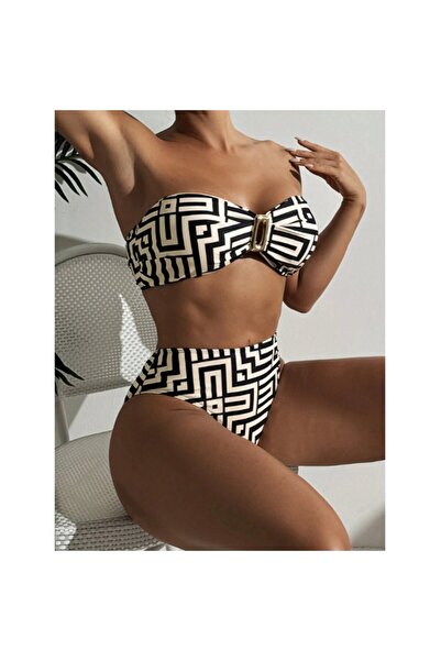 FITINT Women's Two-Piece Push-Up Swimsuit – Geometric Pattern – 151