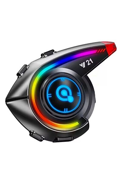 Wair Teknoloji Y21 Rgb Işık Efektli Intercom Bluetooth Motosiklet Kask Kulaklığı Intercom Kulaklık