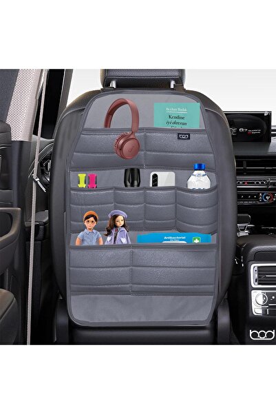 Bod Organizator pentru spatele scaunului auto din pene de găină din seria Ecolux, organizator pentru interiorul mașinii, afumat