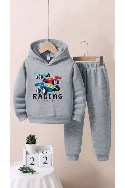 ALİKA Kids Girls/Boys Racing Automobile Printed Bottom Top Tracksuit Set