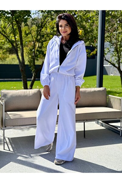 RAMONA BADESCU EXCLUSIVE Women's two-piece ribbed velvet suit - zippered jacket and wide-leg pants