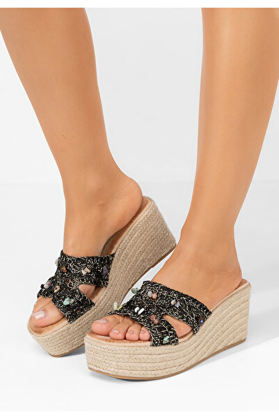 B T Shoes Παντόφλες με πλατφόρμα Laurine μαύρα