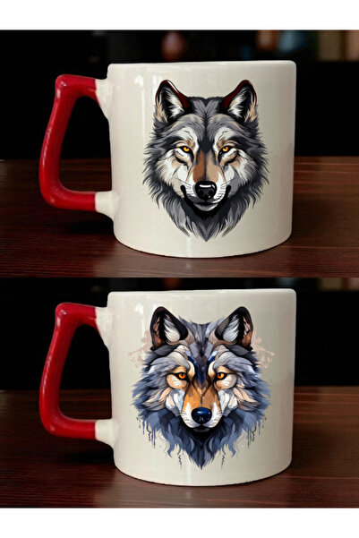 lili hediyelik كوب مطبوع عليه الذئب الأسود - هدايا للأصدقاء، هدية للأطفال، هد...