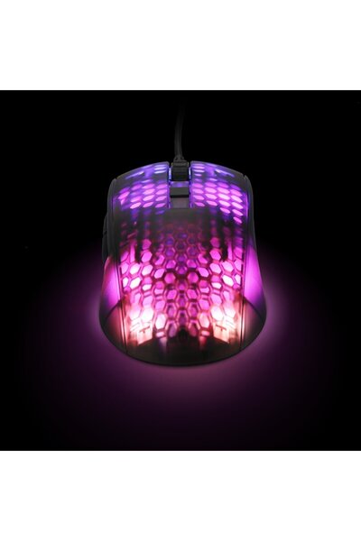 Deltaco Gaming Mouse de gaming semitransparent ultraușor RGB, negru mat