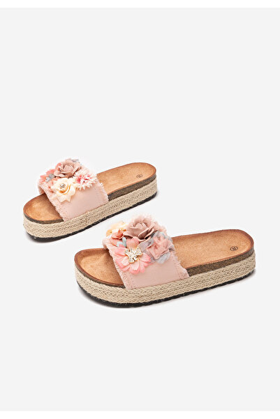 B T Shoes Ružové pantofle na platformě Klarita