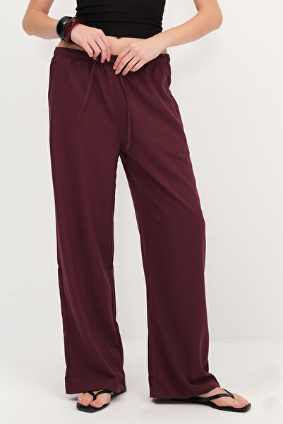 Addax Elastic Waist Wide Leg Trousers Pn3333