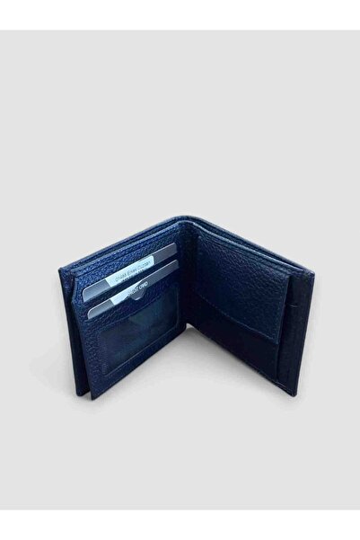 BY NAPPA Men's Genuine Leather Wallet 01488 Navy Blue