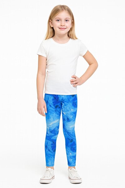 ŞAPKAKİDS Colanți albaștri cu model pentru fetiță