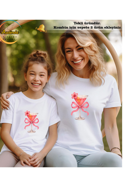 ASELİNDA Tricou combinat din bumbac pentru mama-fiica-(adăugați 2 articole în...