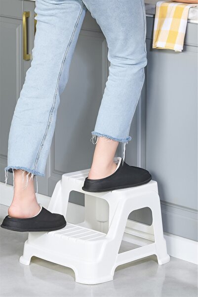 Bayev Mini Merdivo Beyaz 2 Katlı Basamak Merdiven Tabure - Lavabo Önü Çocuk V...