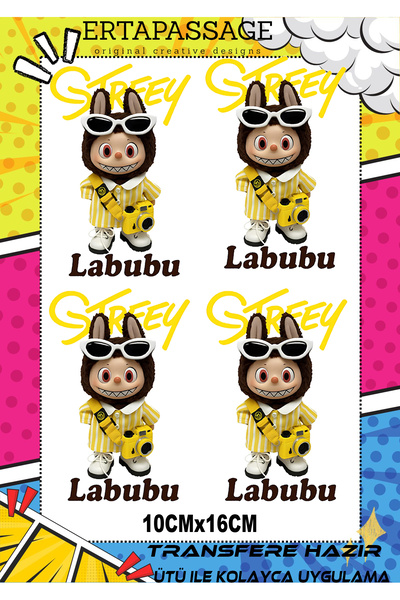 ErTaPassage Labubu 12 Çocuk DTF Transfer Baskı – Ütüyle Yapışan – Tişört İçin...