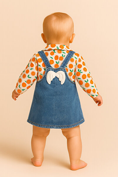 CROCODAYS Girl's Jeans (Jeans) Patterned Shirt and Winged Gilet Set (6/9/12/18) Months