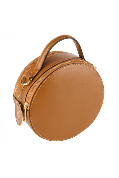 AZZURA Alma bag, made of 100% natural cognac saffiano leather