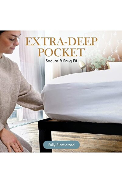 Eworld 6-Piece King Size White Striped Cotton Bedding Set with Fitted Sheet, Quilt Cover & Pillowcases