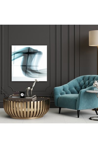 Nooraa Tablou modern din sticlă cu model de valuri negre - Decor pentru casă ...