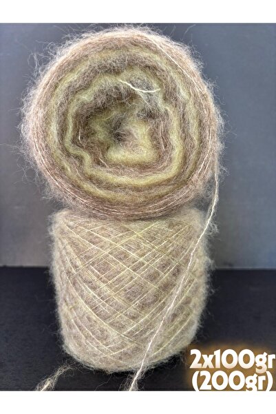 Ana&Kuzusu İplik Kahve, yeşil ince kek moher örgü ip 200gr