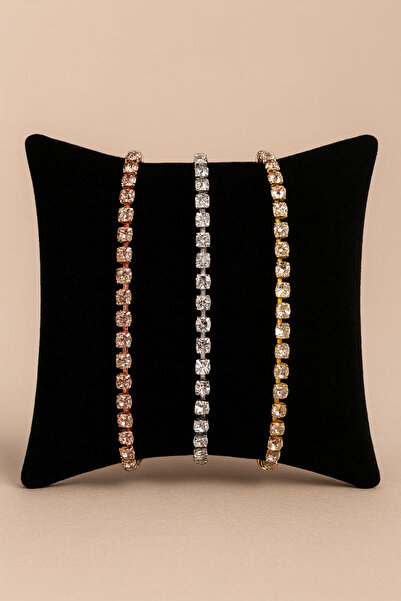 Merand 3’lü Su Yolu Bileklik Seti – Rose Gold, Gümüş, Altın – Kadın Takı